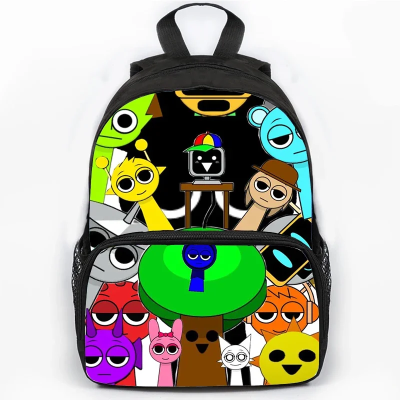 Mochila para niños, mochilas escolares con estampado Sprunki, mochilas de dibujos animados de gran capacidad, Mochila escolar de juego Incredibox para niños y niñas