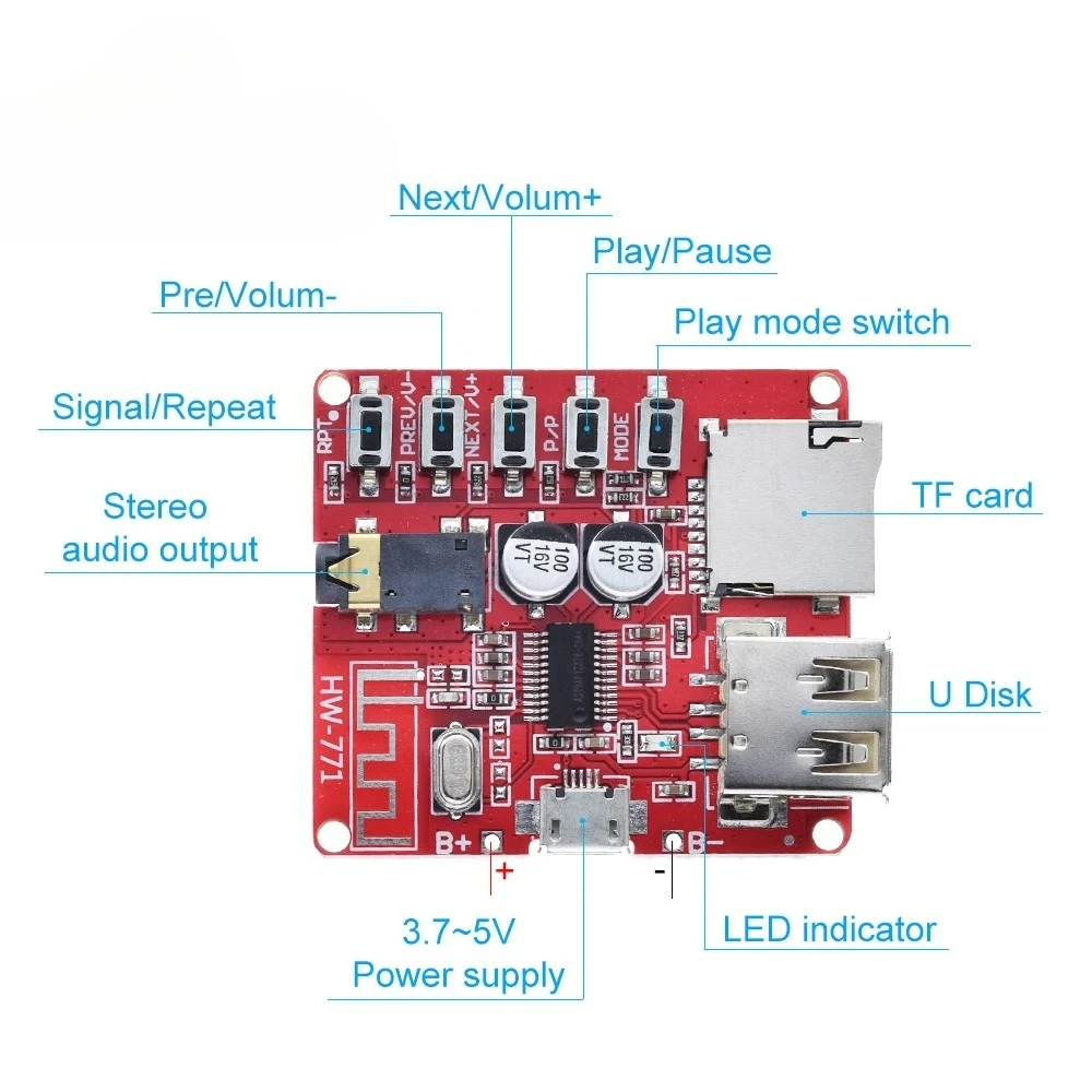 New Bluetooth decoder board MP3 lossless car speaker amplifier modified Bluetooth 4.1 circuit board