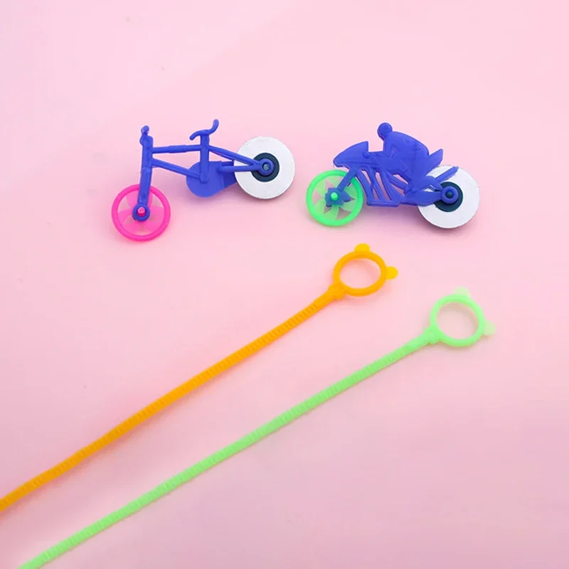 5pcs Bikes Mini Pull Line Bicycles Motorcycles Outdoor Games Toys for Kids Birthday Party Favorite Plastics Pull Ruler Small Toy