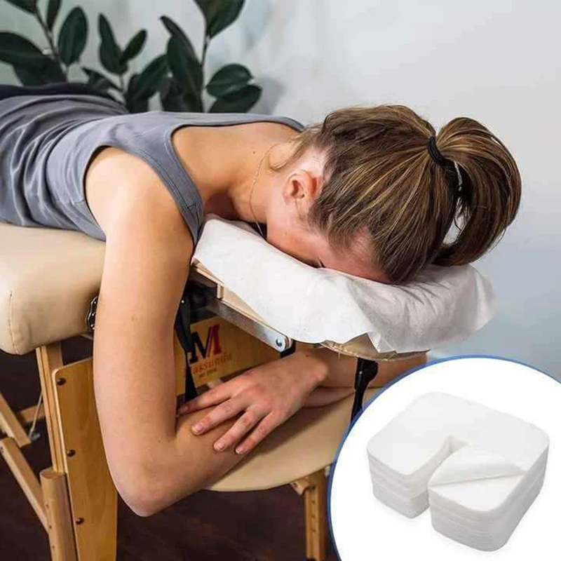 &100/200Pcs SPA Face Massage Pad Beauty Salon Massage Headrest Pad Disposable Cotton Pillow Towel Cover Face Skin Care Tool