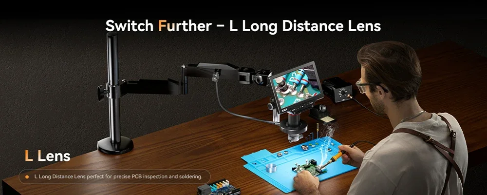 Elikliv EM3K-3D Max 10,1' 3D-Digitalmikroskop mit magnetischer Doppellinse, HDMI 3K, Löt-Mikroskop für Elektronik mit flexiblem Arm – Detail 7