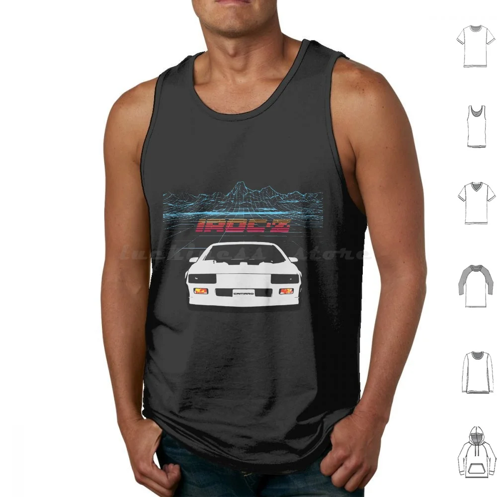 Retrowave Grid Camaro Iroc-Z Tank Tops Print Cotton Z 28 Vintage Classic Z28 Synthwave Camaro Car 80s Chevy Outrun