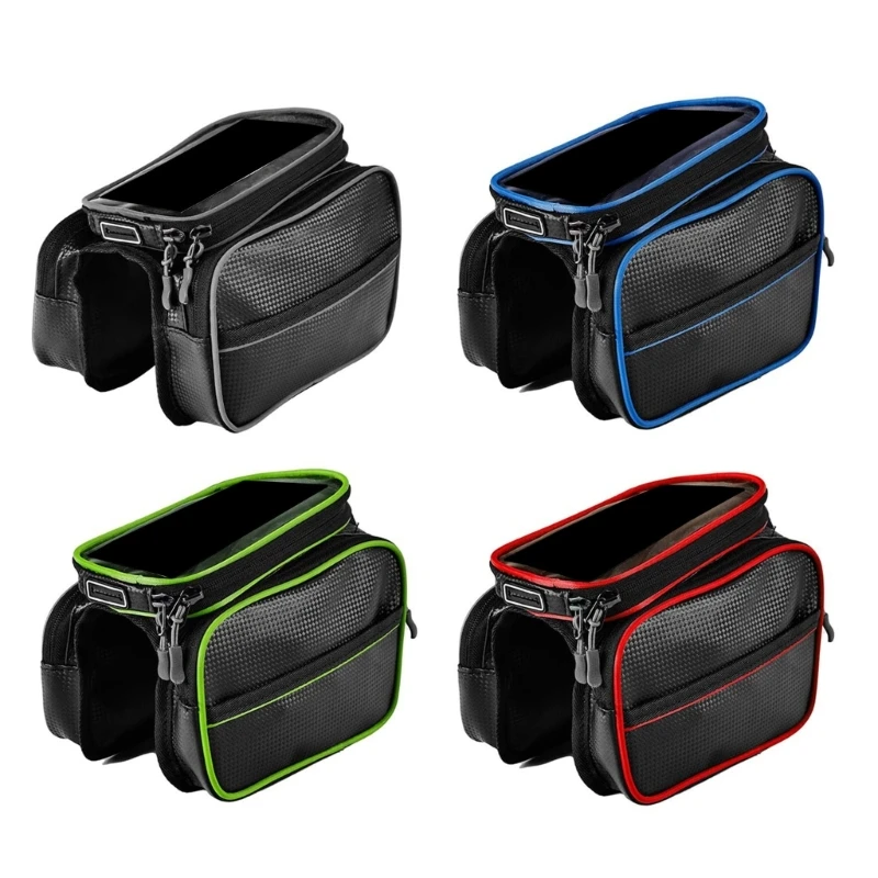 

Mountain Bike Front Top Tube Pouches Pannier Phone Mount Holder Handlebar Bag with Touch Screens Cell Phone Bag Holder