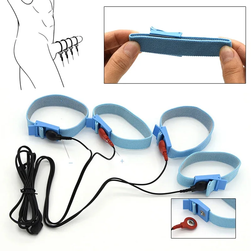 Anillo de pene con descarga eléctrica, electroestimulación sexual, juguete BDSM