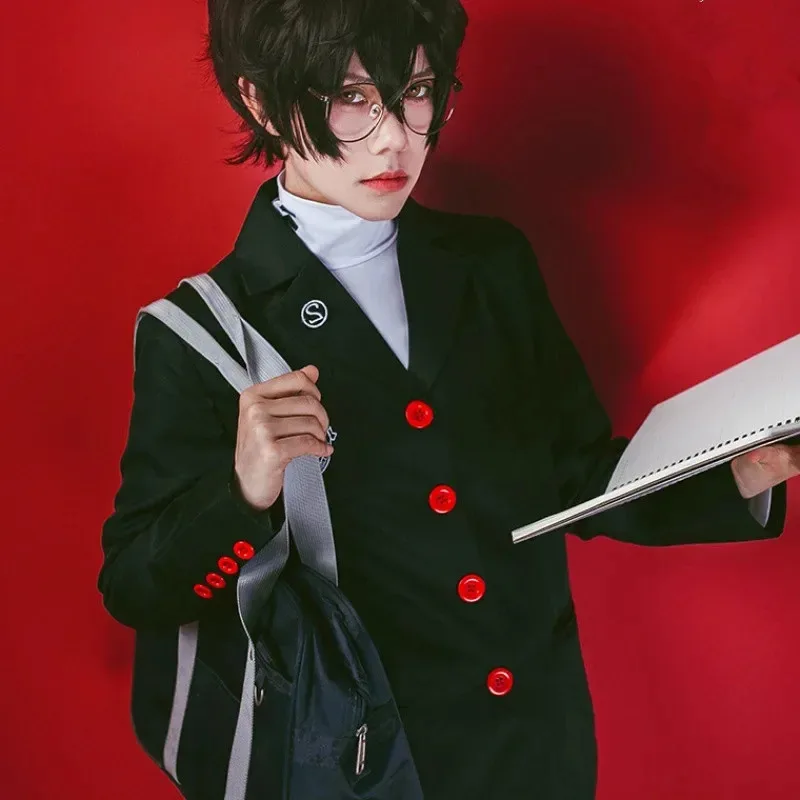 zz04zz12Anime Persona 5 Costume Akira Kurusu / Ren Amamiya School Uniform for Unisex Coat Shirt Pant Cosplay suits