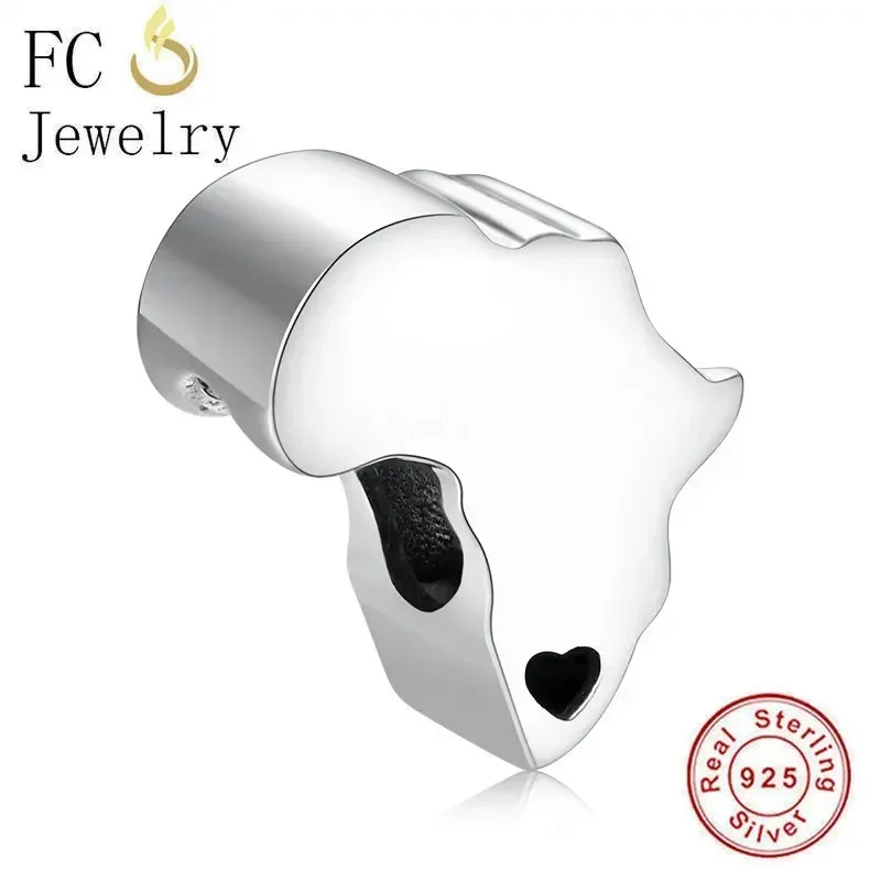 FC Jewelry Fit Original Pan Charms Armband 925 Sterling Silber Afrika Karte Liebe Südafrika Perle Für Die Herstellung Von Frauen Berloque DIY