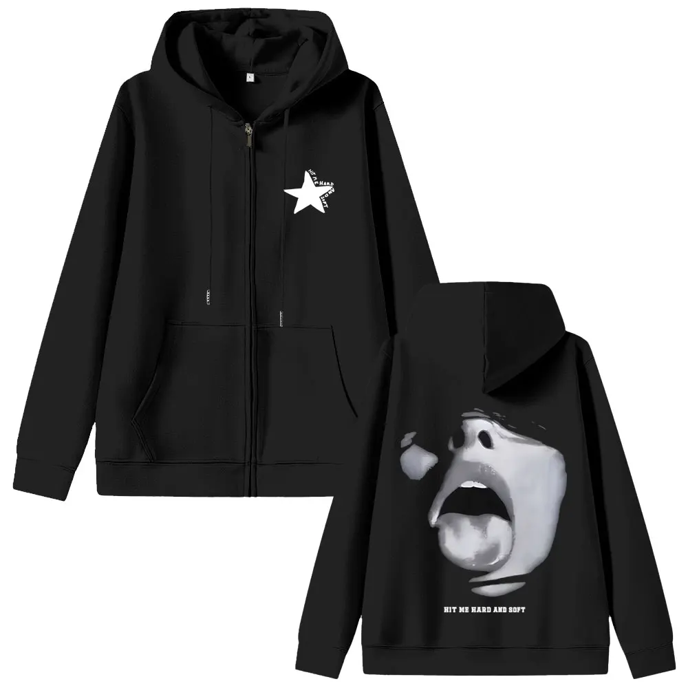 ضربني الصلب والناعمة الوجه الجرافيك قلنسوة بسحاب الرجال النساء عادية خمر زمم سترة الرجال موضة البوب الموسيقى زمم البلوز