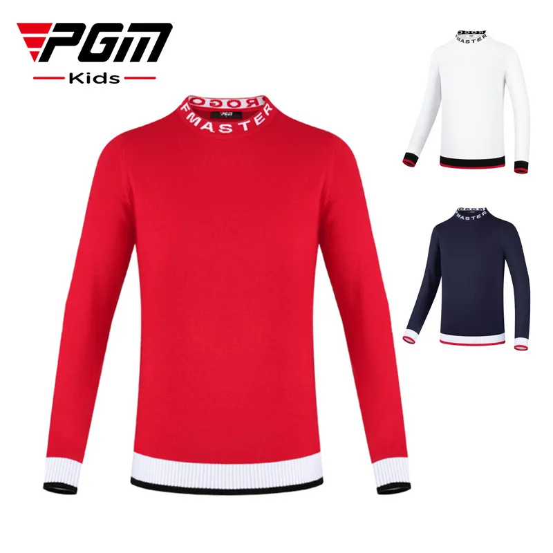 PGM Golf Sweater Children Winter Mercerized Wool Sports Clothing Girls Warm Long-Sleeved T-Shirt Round Neck Thick Autumn Clothes