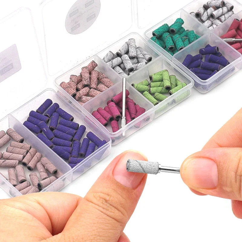 60/50Pcs 3mm Mini Nail Sanding Bands Electric Machine Nail Drill Bits UV Gel Acrylic Polish Remover Nails Accessories Tool