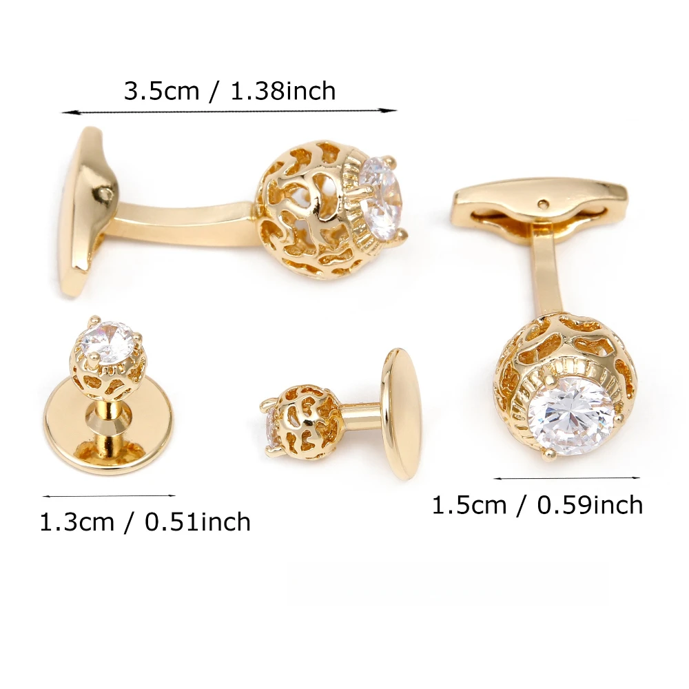 8 Pcs Exquisite Diamond Set Men's Business Gentleman Cufflinks Hollow Zircon Formal Accessories Matching Sleeve Nail Combination