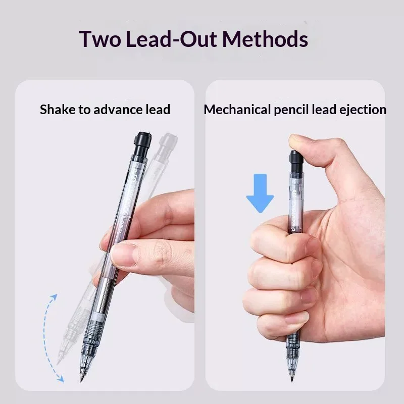 Zebra M-1700 Hexagonal Mechanical Pencil 0.5mm Shake&Knock Dual Lead Advance Ergonomic Anti-Fatigue Grip Practical Writing Tools