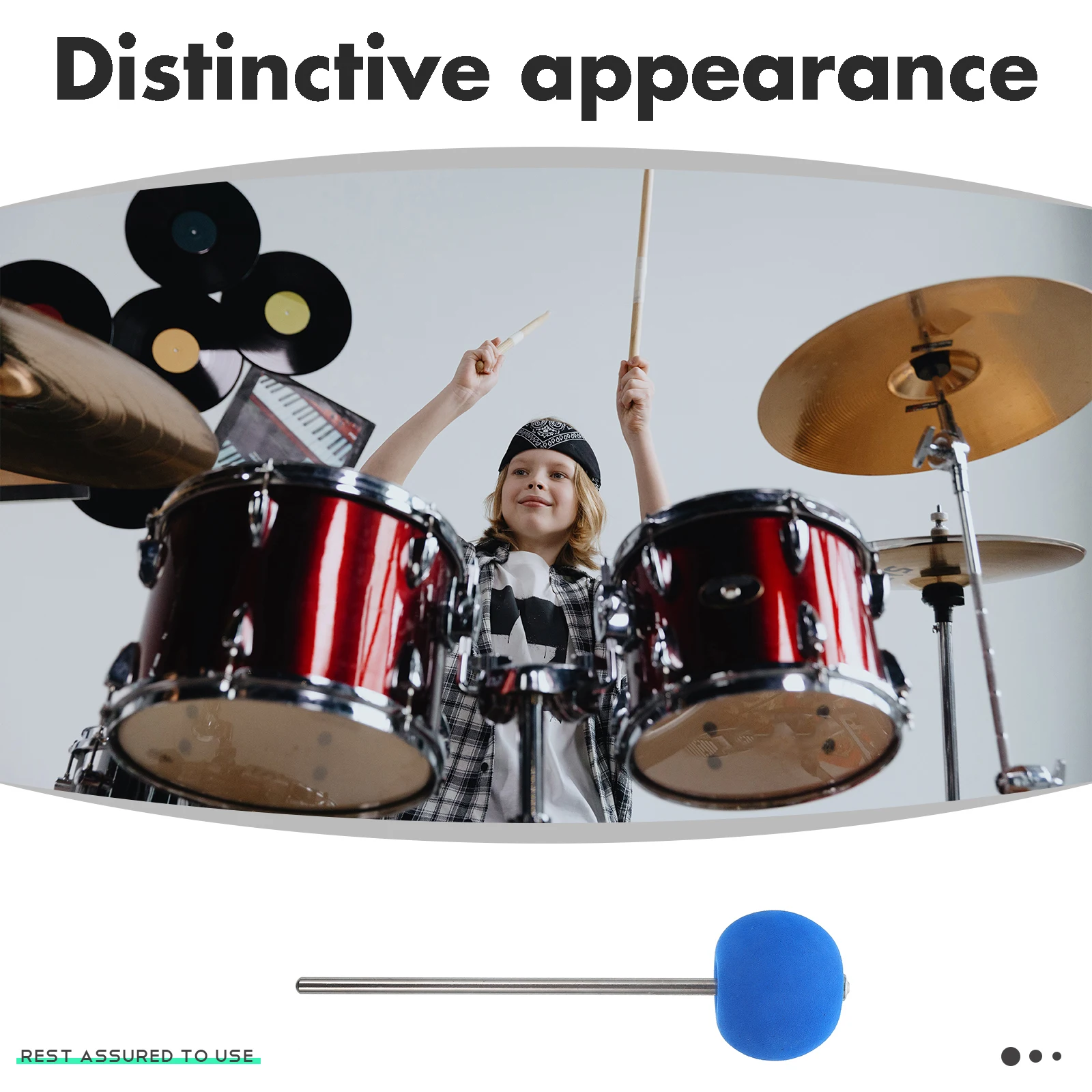 

Drum Pedal Hammer Head Felt Bass Kick Blue Ball Mallet EVA Bass Drum Pedal Beater Replacement Steel Accessories Parts