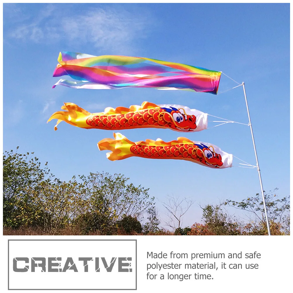 

Dragon-shaped Windsock Flag 90cm Single pcs Polyester Outdoor Garden Hanging Decorative Wind Direction Sock Practical Photo Prop