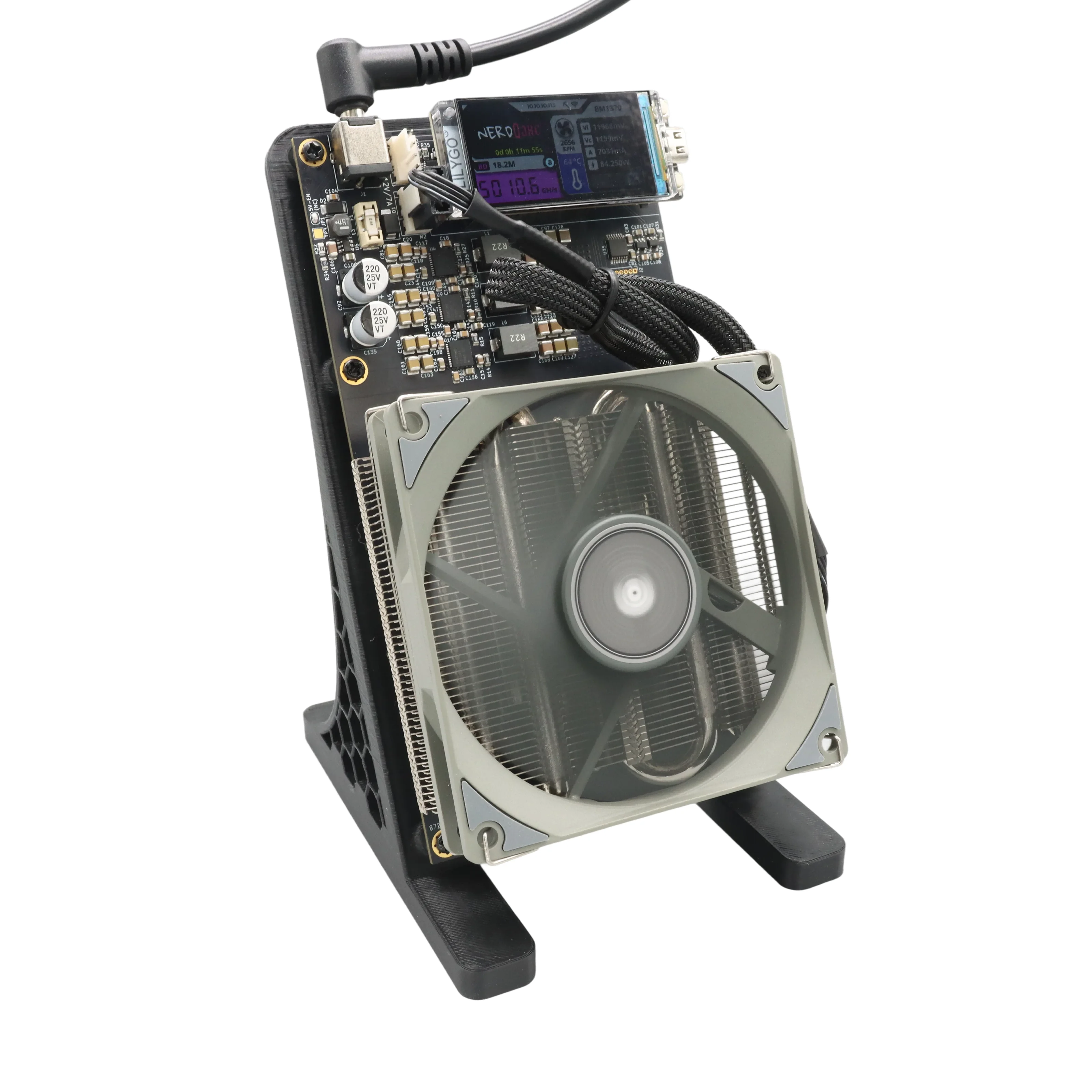 Bitaxe NerdQaxe++ 4.8TH/s 68W Asic Koparka Bitcoinów 4 Chipy BM1370 Solo BTC 2.4G WiFi Otwarta Maszyna Górnicza