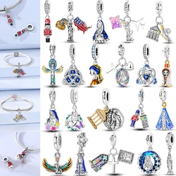 925 Sterling Silver Notre Dame Novina Our Lady of Aparecida Charm Beads Pendant for DIY Jewelry Making Fits Original Bracelet