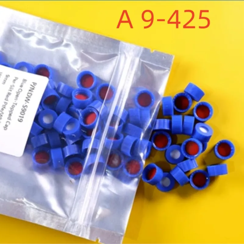 100pcs 9mm Redwhite silicone (1mm) thick blue screw lid with septa common for 2ml Agilent/waters Screw Chromatography vial 9-425