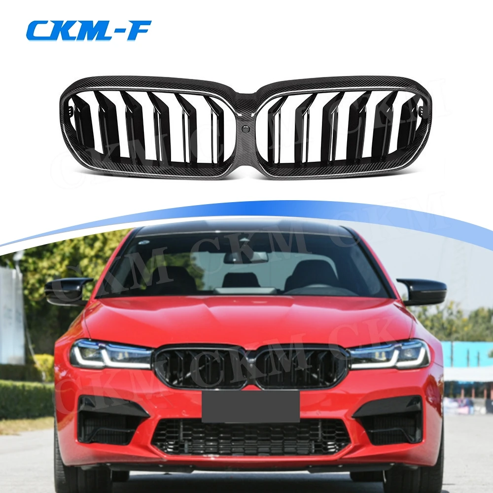 

2-Slat Gloss Black Front Kidney Grill For BMW 5 Series G30 G38 F90 M5 2020 2021 2022 Front Bumper Racing Grille Hood