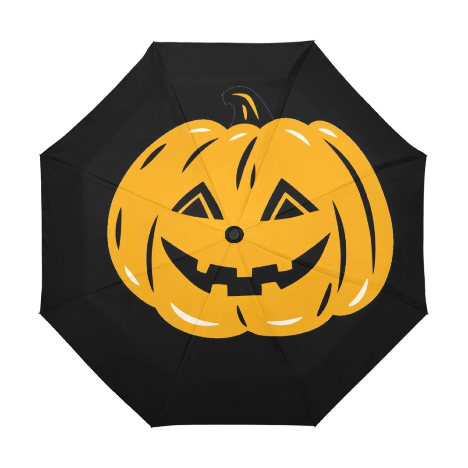 

Halloween Pumpkin Automatic Tri Fold Umbrella Blocking Sun Anti-UV Foldable Compact UPF 50+ UV Protection Travel Umbrella Women