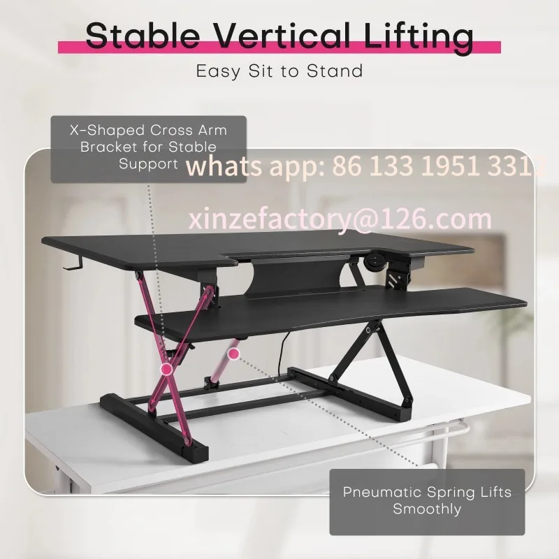 

Customizable Redlife Standing Desk Converter 28/36/46 in Height Adjustable Sit to Stand Riser Workstation w/ Keyboard Tray Wire