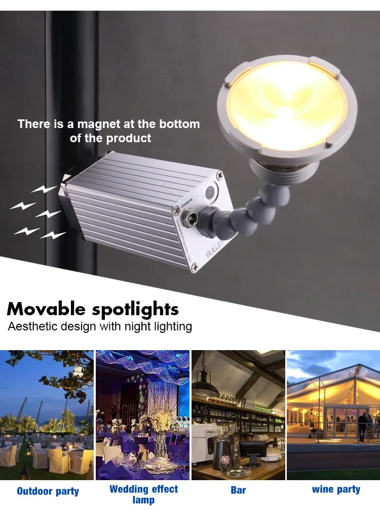 2700K Warm White Wireless Battery Wedding Venue Uplight Pinspot Light