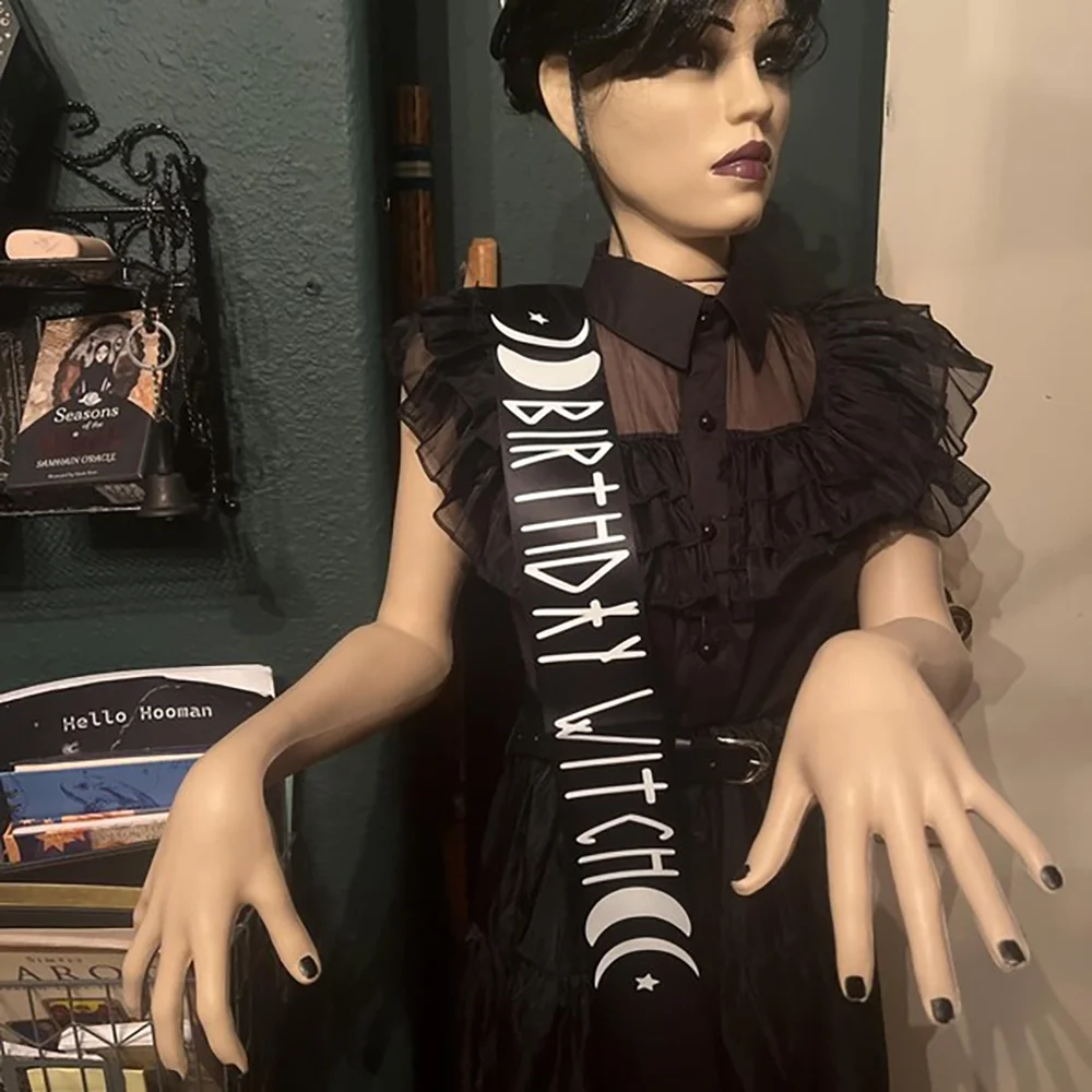 

Birthday Witch with Moons Sash Coven Sash Gothic Birthday Party Gift Sash Halloween Party Decor Supplies Photo Prop Witchcraft