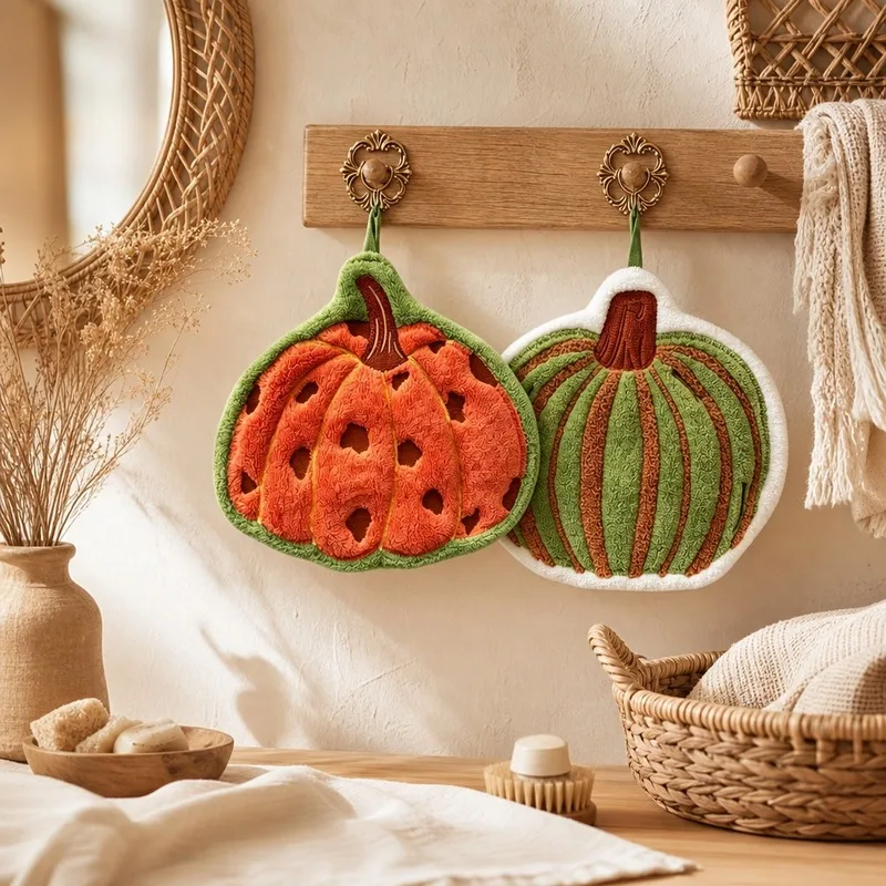 Japanese melon hand towel, coral fleece thickened absorbent quick drying hand towel