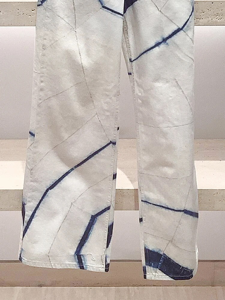 

High Waist Wide Leg Long Printed Denim Jeans Women's Retro Sle Casual Faion High Waist Wide Leg Pants Summer Collection