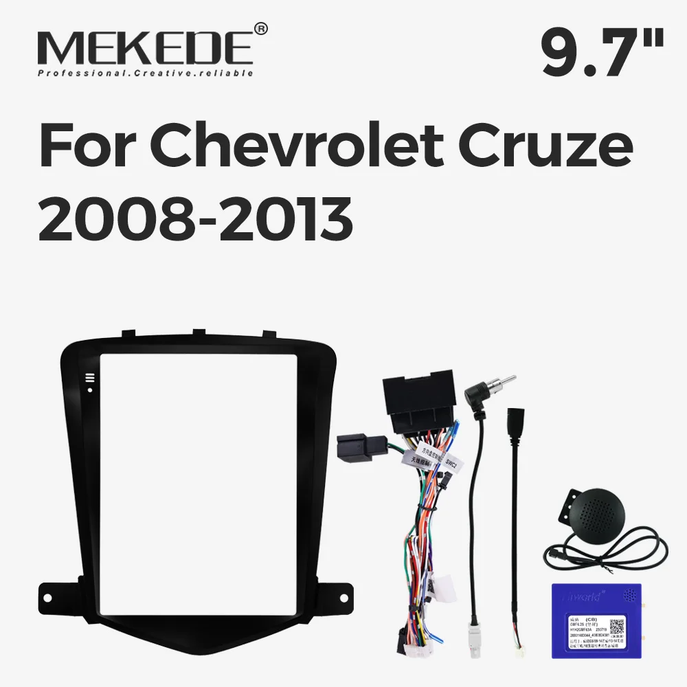 

MEKEDE 9.7" Vertical Screen Car Radio Fascia Frame for Chevrolet Cruze 2008-2013 Stereo Dash Install Panel Wire Harness Adapter