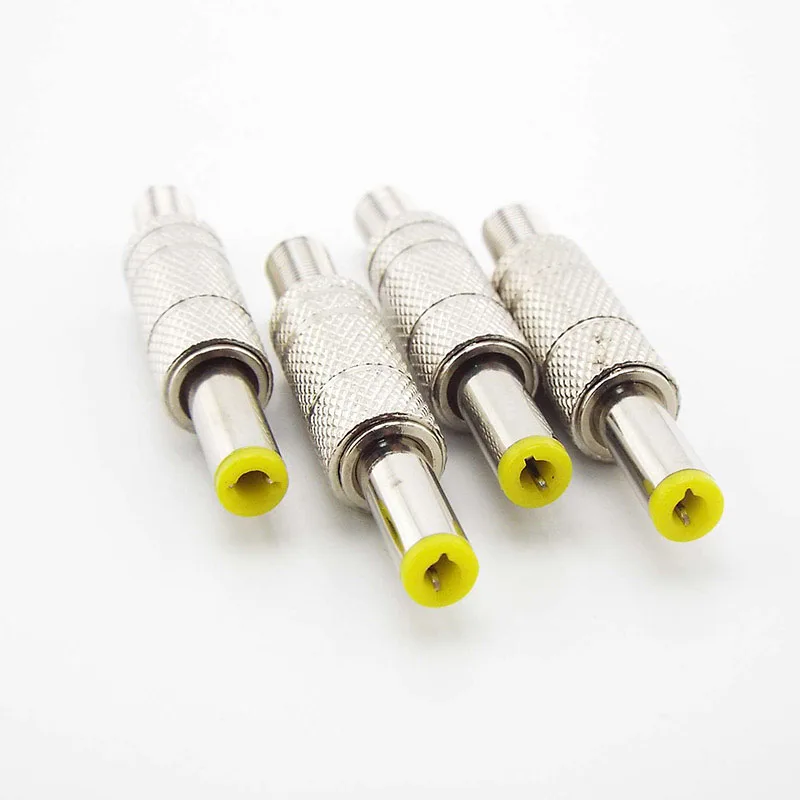 14mm Silver Metal 5.5mmx2.1mm DC Power Male Plug Jack Adapter solder Connector with Yellow Head DC Power 5.5 2.1 repair L1