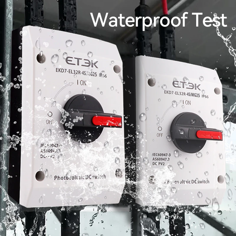 Impermeável Fotovoltaica Solar DC Isolamento Interruptor, PV ao ar livre, 4P, 1000V, 32A, UKPM, punho giratório, IP66, EKD7