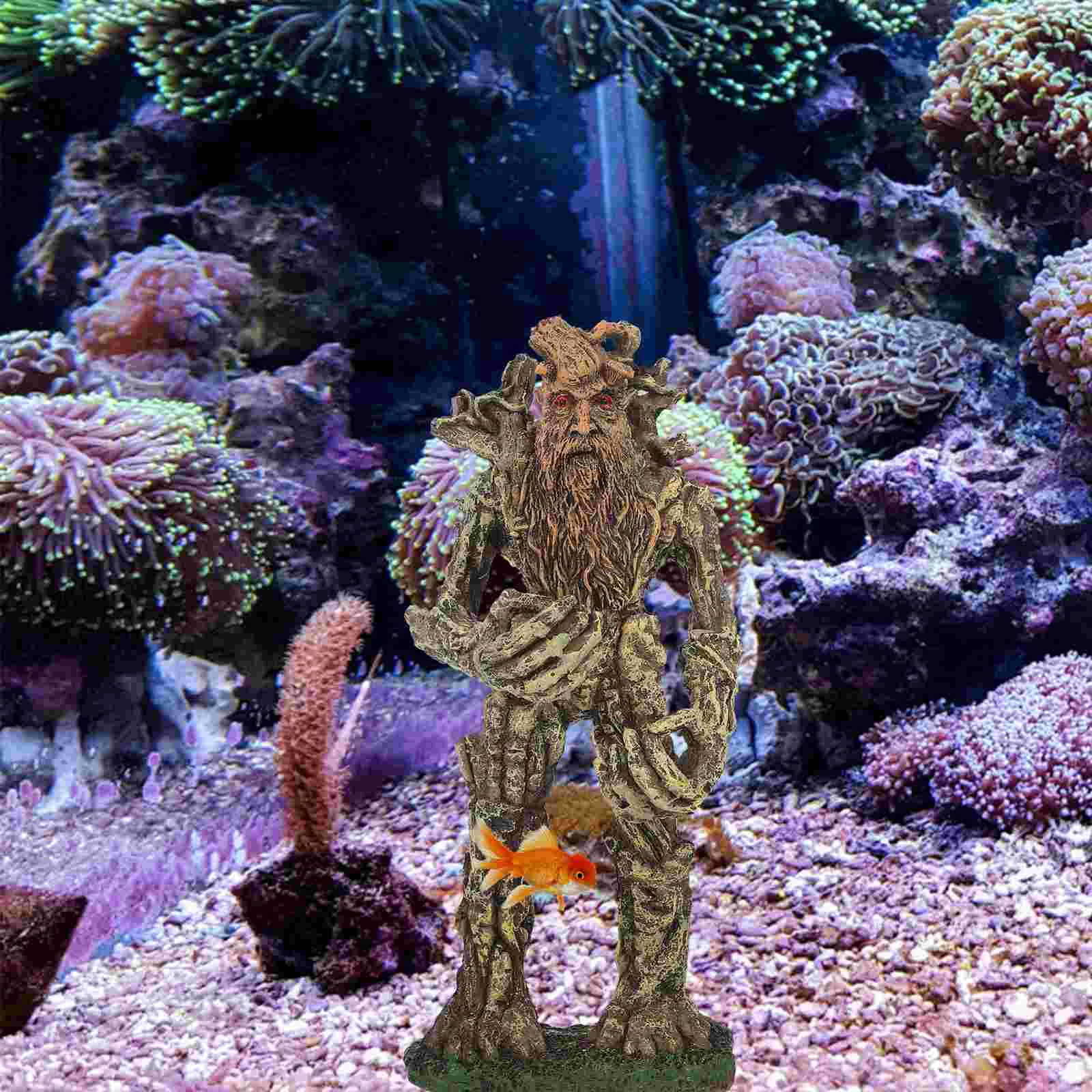 

Aquarium Saltwater Decorations Ornaments Tree Stakes Wooden Man Elder Dragon Plant