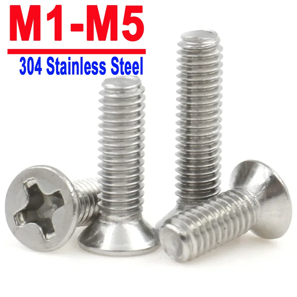 20-200 قطعة M2 M2.5 M3 M3.5 M4 M5 304 الفولاذ المقاوم للصدأ الصليب فيليبس شقة غاطسة مسمار لولبي الرأس البراغي آلة طول: 350 مللي متر #1
