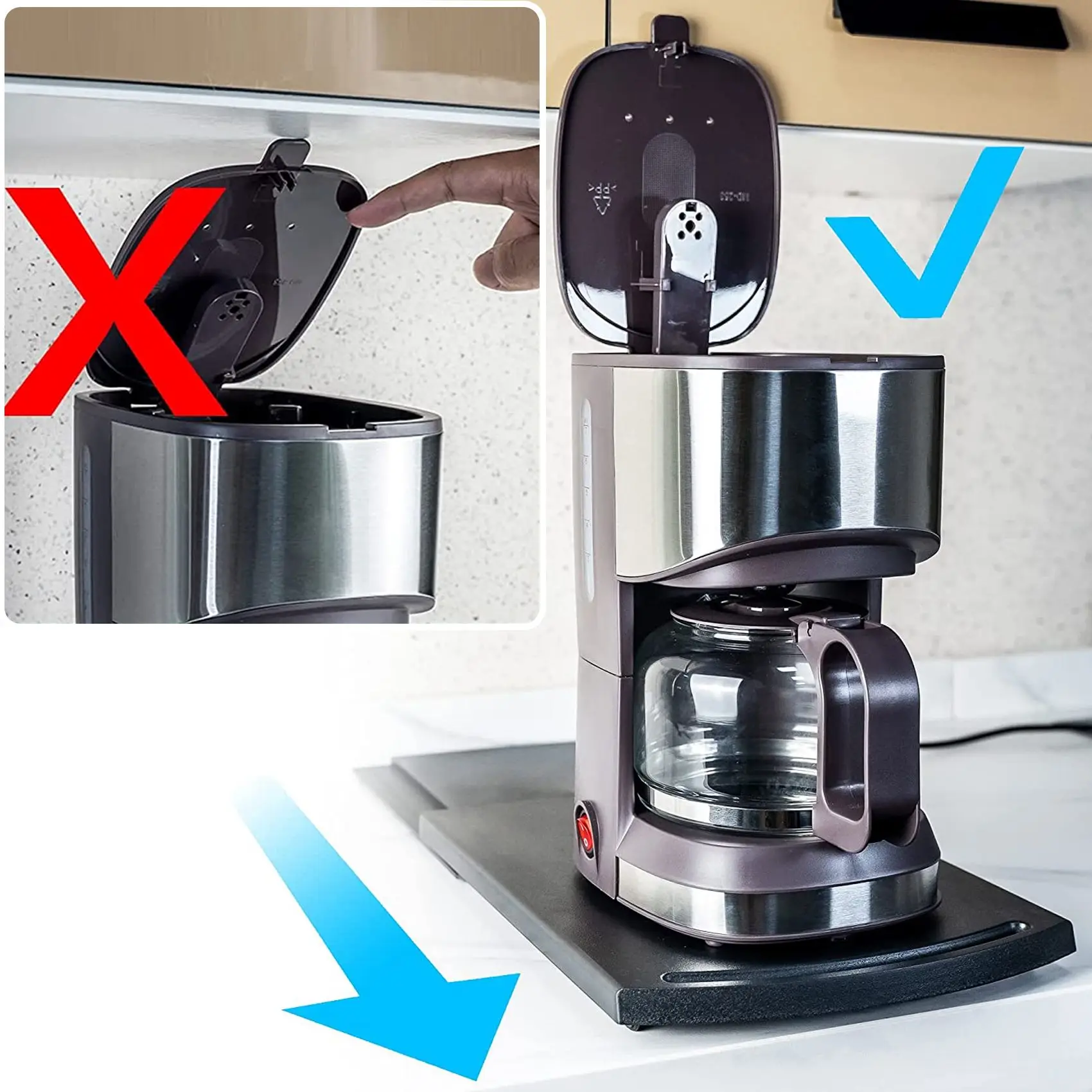 ABKW-Versatile Movable Coffee Tray 25 Lbs Coffee Maker Caddy Sliding Tray Stand Kitchen Accessories