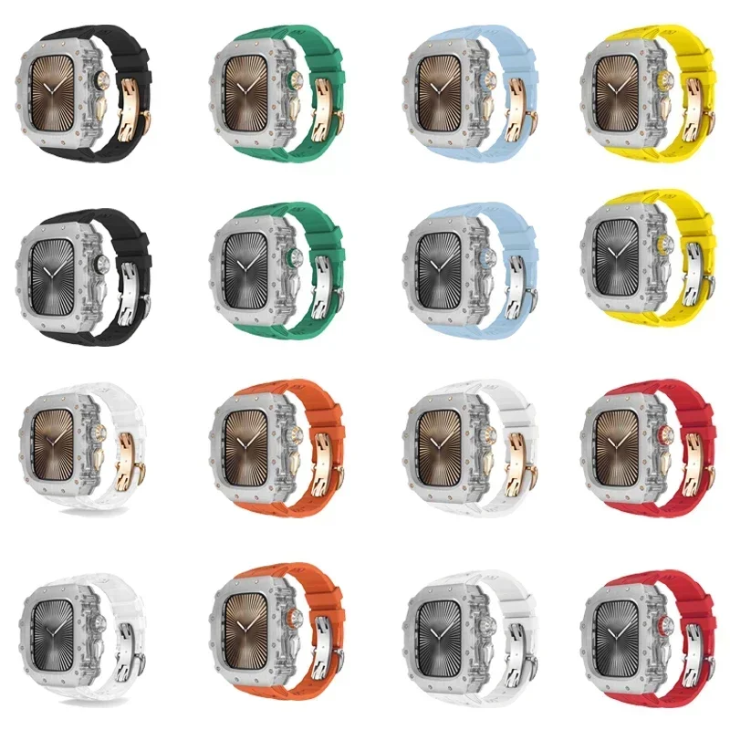 Kit di modifica di lusso per cinturino in silicone Apple Watch da 46 mm per custodia modificata in titanio iWatch serie 10