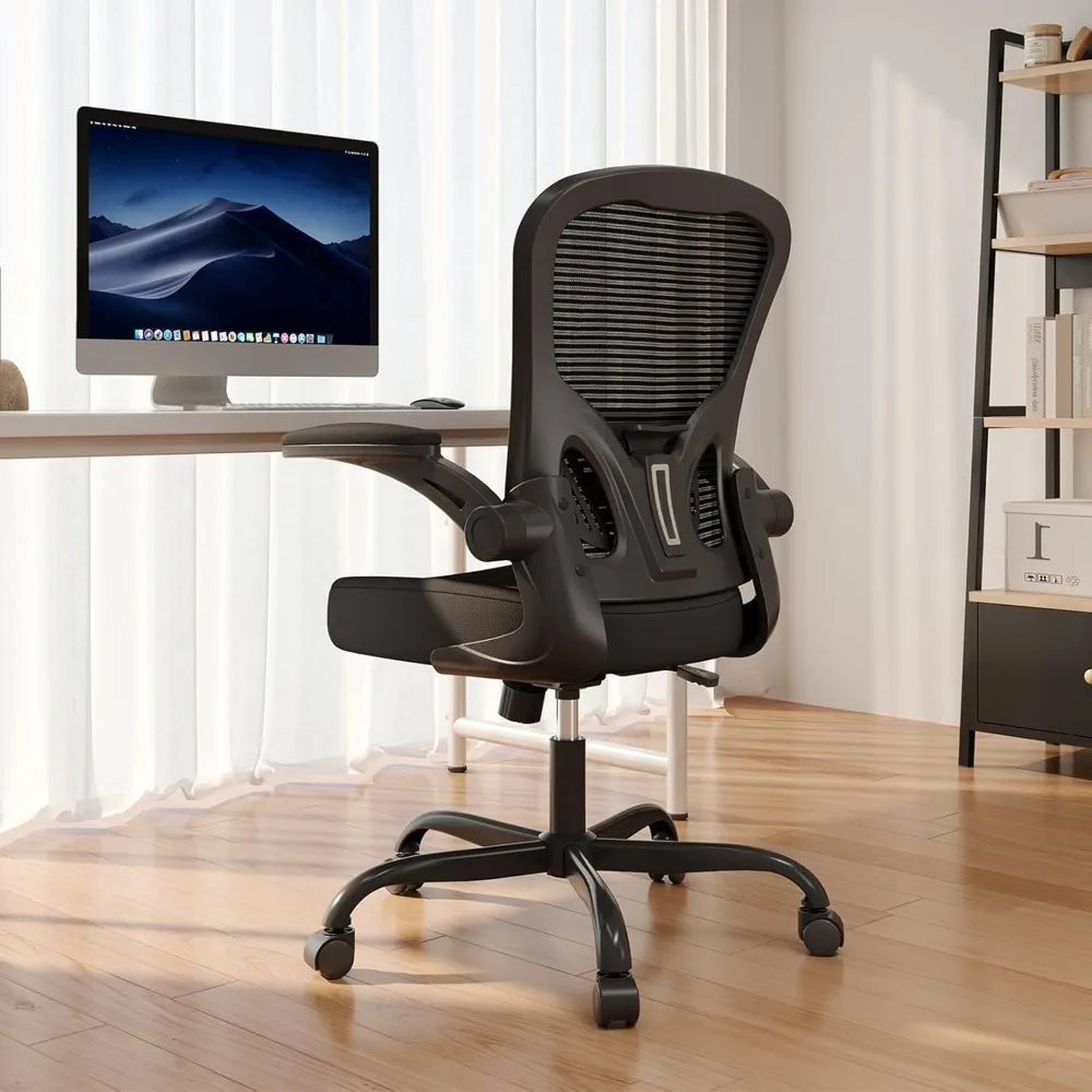 

Office Chair, High Back Mesh Computer Chair with Flip-up Armrests, Comfy Work Chair with Adjustable Lumbar Support,Rolling Chair