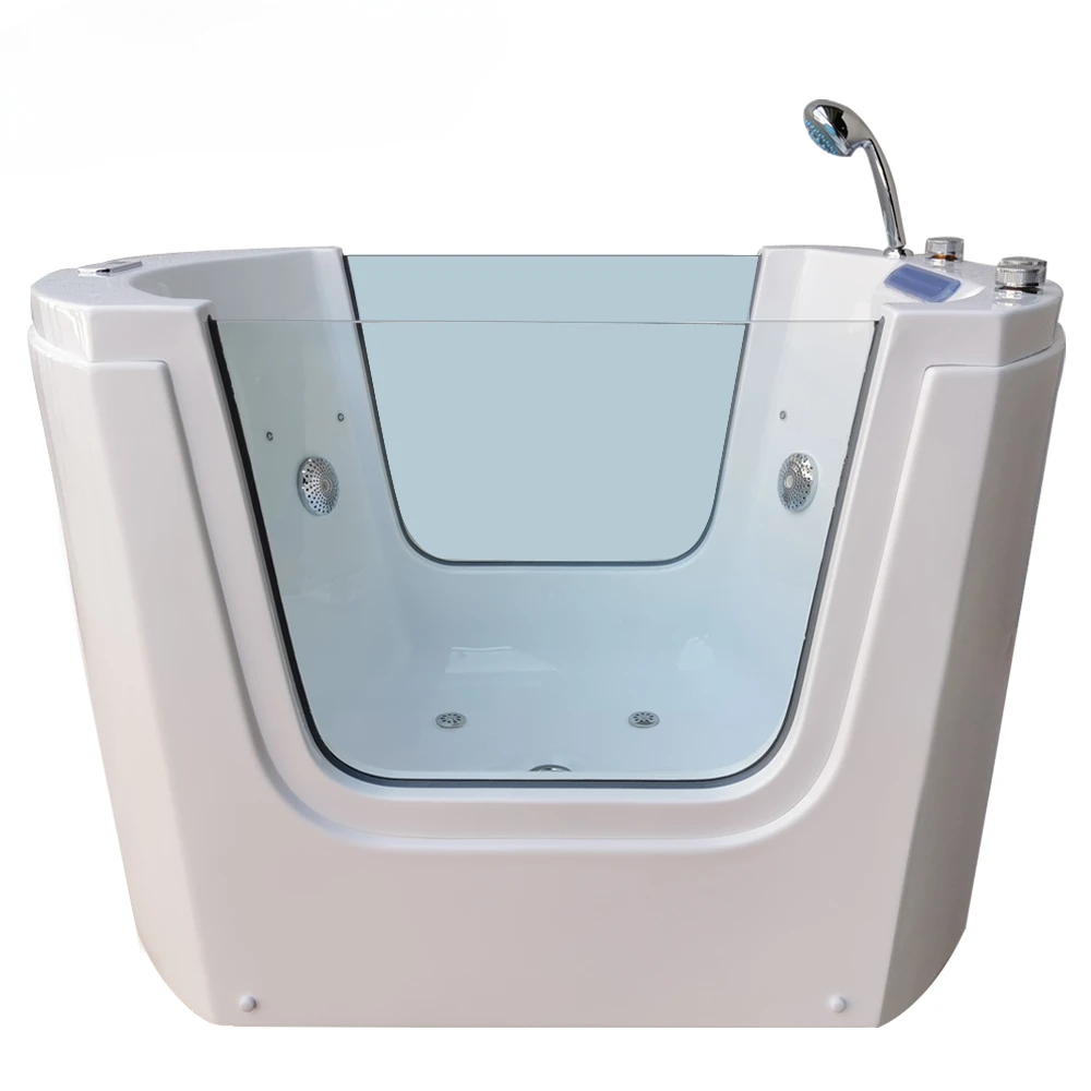 

High Quality Deep Large Size Freestanding Acrylic LED Light Glass Whirlpool SPA Massage Baby Bathtub