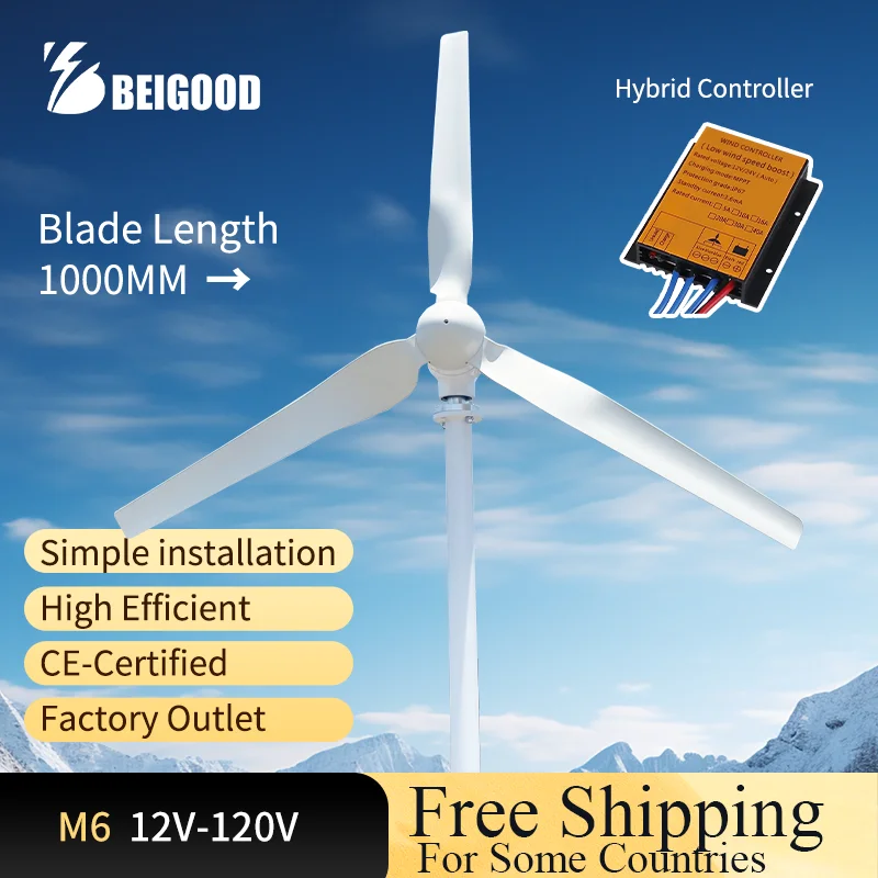 

6000W Wind Turbine Power Generator 96V 24V 48V Use for Output 220V 230V 240V System For Home Complete Kit MPPT Charger