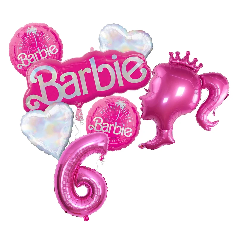 Barbie Birthday Party Decoration Pink Aluminum Foil Balloon Kids Girl Event Supplies Cake Stand Disposable Tableware Banner Gift