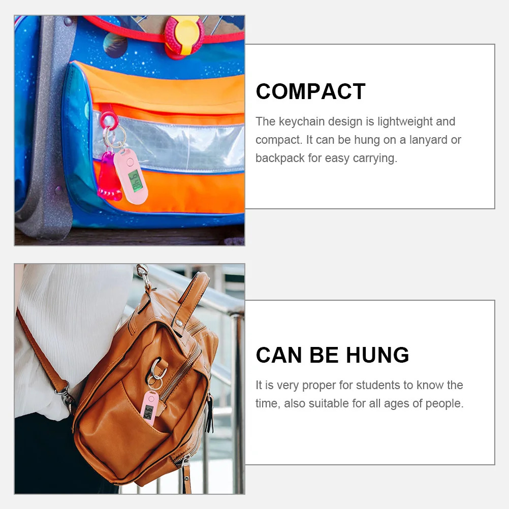 

3Pcs Keychain Digital Watch Silent Design Accurate Time Trendy Accessory for Students Keychain Hanging Watch Electronic Watches