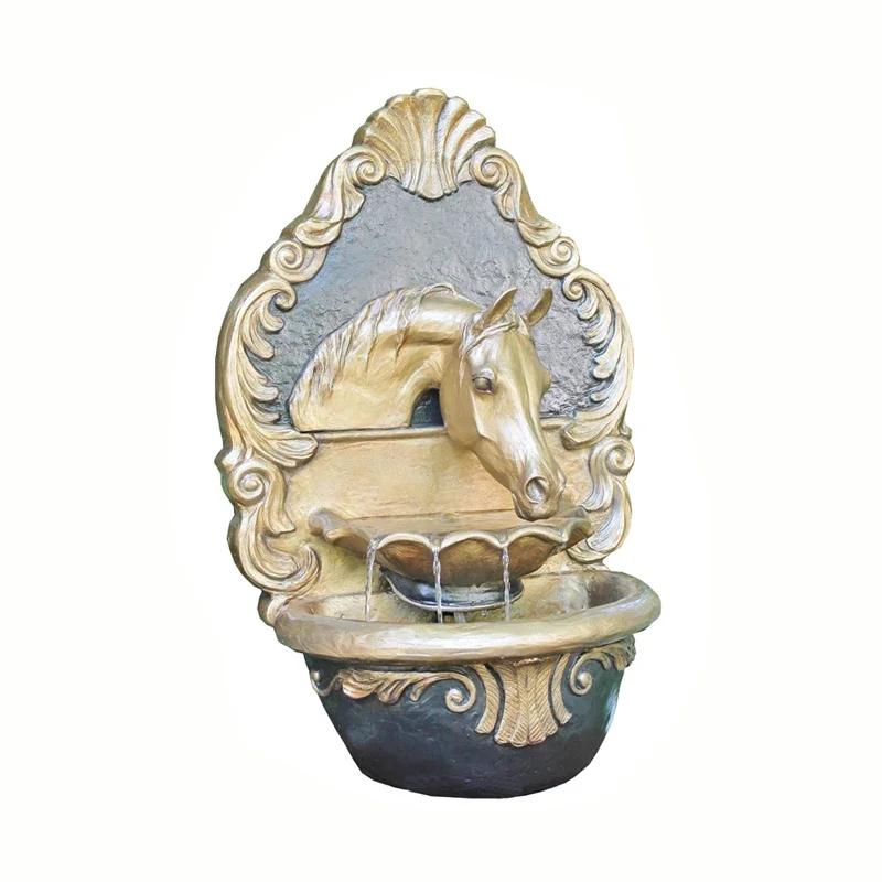 Garden decoration Royal baroque Arabian bronze horse head wall water fountain sculpture NTBFO-096Y