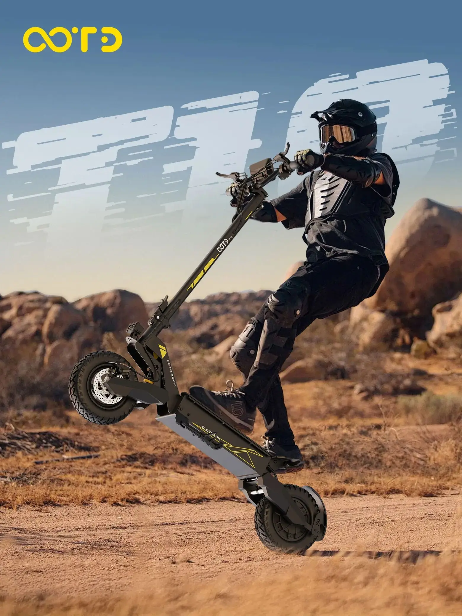 Hulajnoga elektryczna dla dorosłych OOTD T10 e-scooter 900W moc szczytowa 48V 13.5Ah bateria wyświetlacz LED — 2