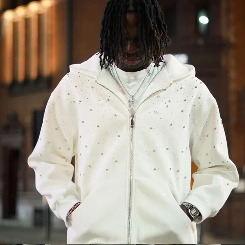 

Спортивная толстовка с капюшоном, стразами, простым дизайном, облегающего кроя, однотонная, для трансграничной торговли