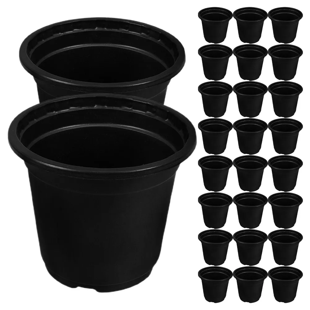 

50Pcs Black Small Plastic Plant Pots Nursery Cups for Succulents Seedlings Indoor Gardens Drainage Heavy Duty Grow Pots