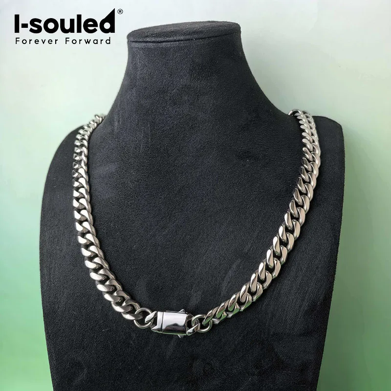 Pure titanium polished Cuban chain necklace trendy hip-hop fashion trend