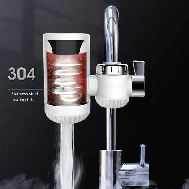 P82E 빠른 가열 탱크리스 온수기 수도꼭지 LED 온도 디스플레이 부엌 및 욕실 사용을위한 온수기 수도꼭지.