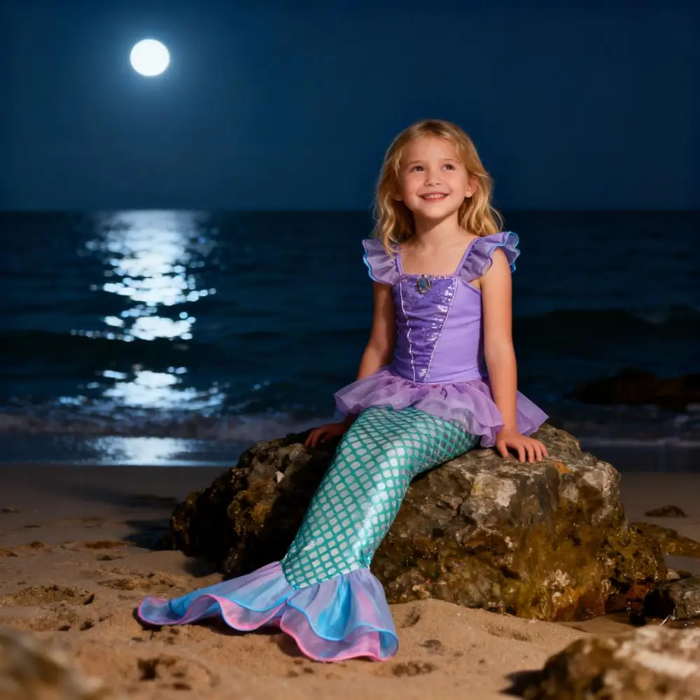

Little Mermaid Ariel Costumes for Girls Princess Dresses Cosplay Halloween Carnival Kids Birthday Party Dress Up Clothing