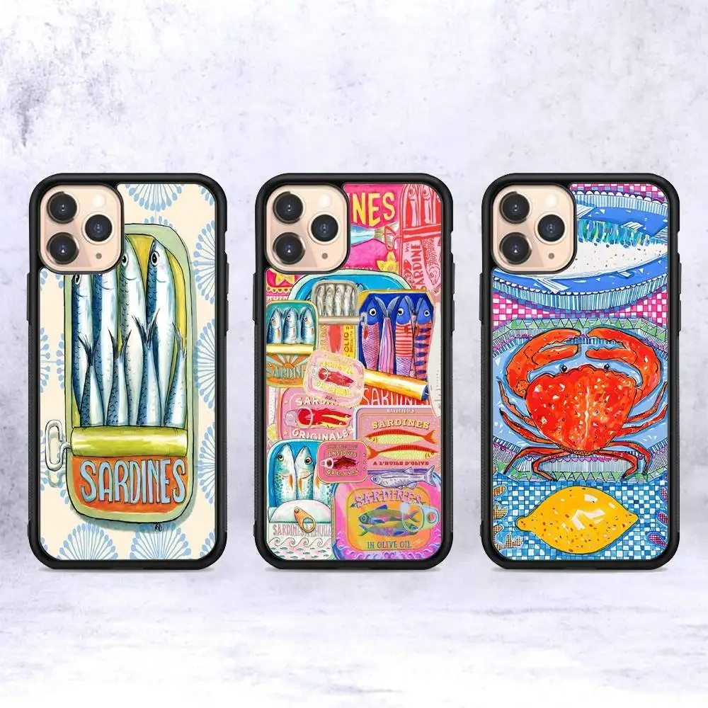 

Sardines Fish Phone Case For Iphone 16 15 14 13 12 11 Pro Max Plus Shockproof TPU+PC Hard Case