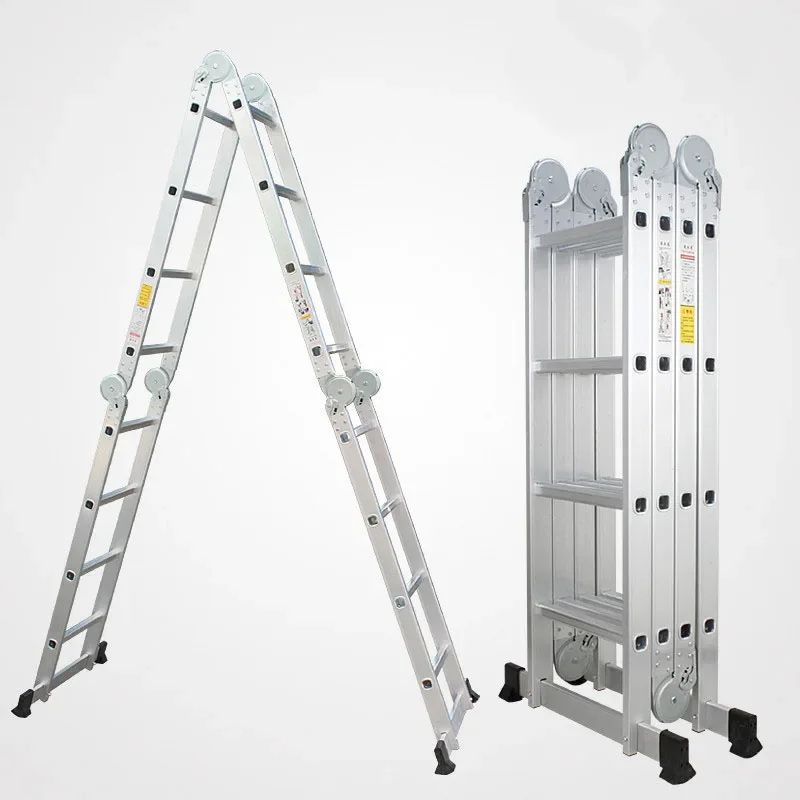 4*4 Practical Aluminum Alloy Folding Ladder 16-stage Joint Telescopic Construction Ladder Adjustable Telescopic Ladder YZ