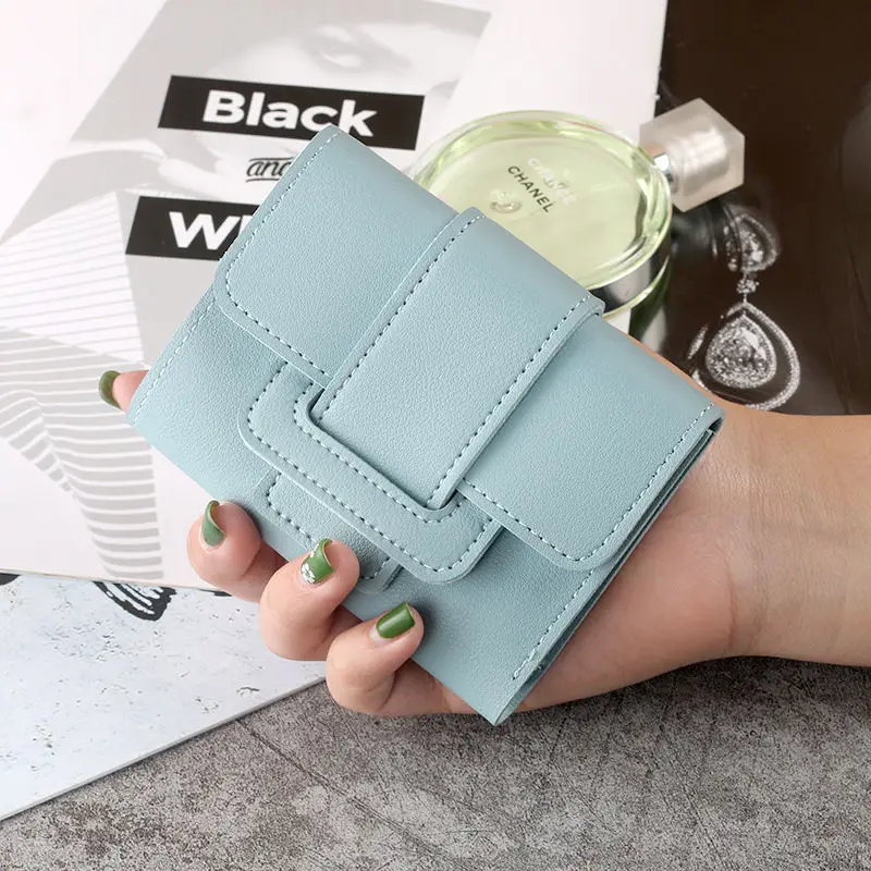 Wallet Women Lady Short Women Wallets Red Color Mini Money Purses Small Fold PU Leather Female Coin Purse Card Holder