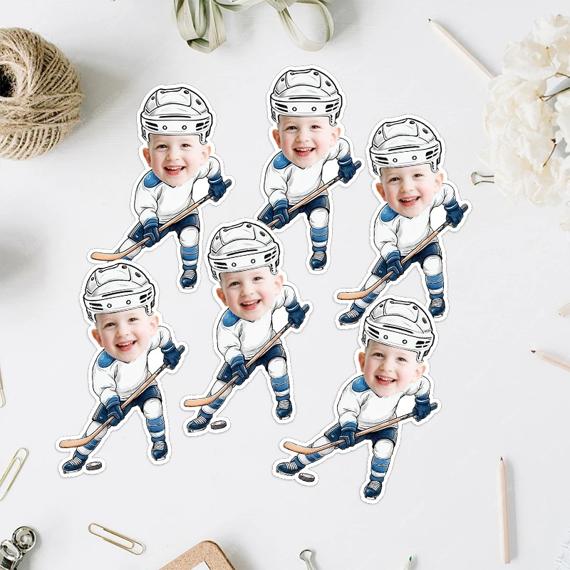 20pcs Play Ice Hockey Theme Customize Your Avatar Stickers Poster Envelope Greeting Card Doors Windows Party Decoration Supplies view 4